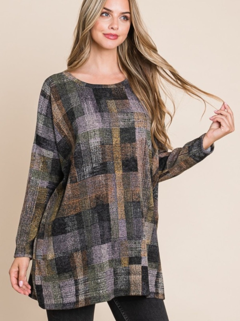 BOMBOM Plaid Long Sleeve Top | NWT | Size L